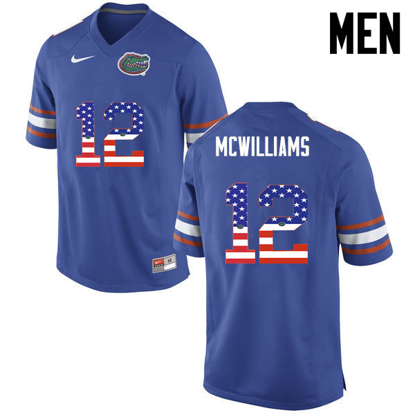 Men Florida Gators #12 C.J. McWilliams College Football USA Flag Fashion Jerseys-Blue - Click Image to Close